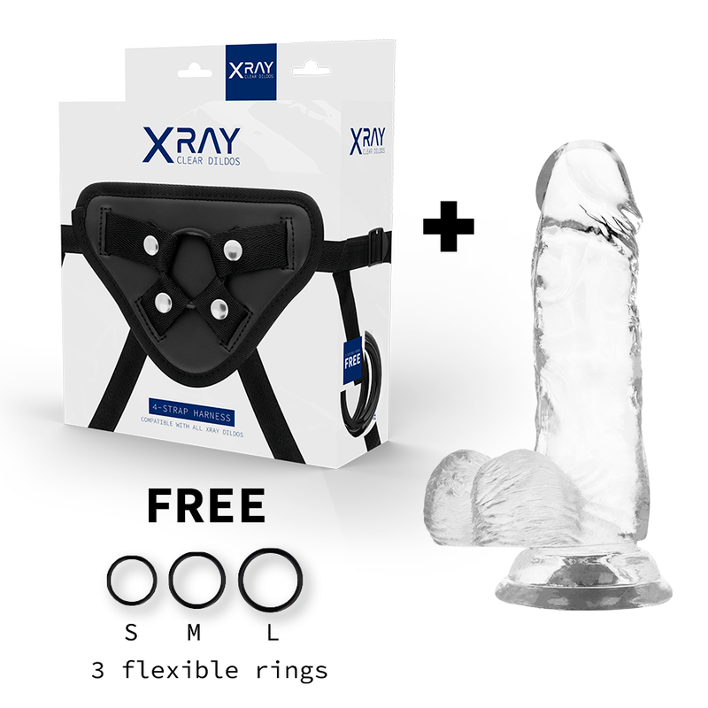 X RAY - HARNESS + CLEAR COCK WITH BALLS 15.5 CM X 3.5 CM